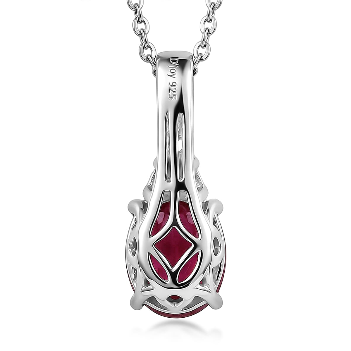 D'Joy Niassa Ruby (FF) and Moissanite 3.10 ctw Pendant Necklace in Rhodium Over Sterling Silver 20 Inches image number 4