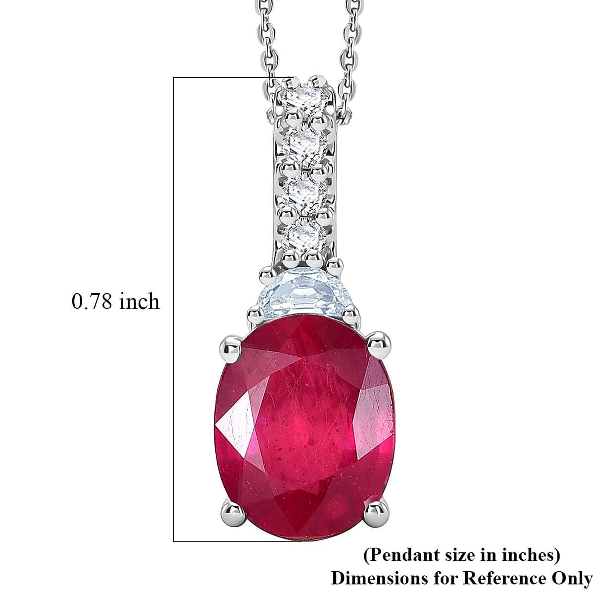 D'Joy Niassa Ruby (FF) and Moissanite 3.10 ctw Pendant Necklace in Rhodium Over Sterling Silver 20 Inches image number 5