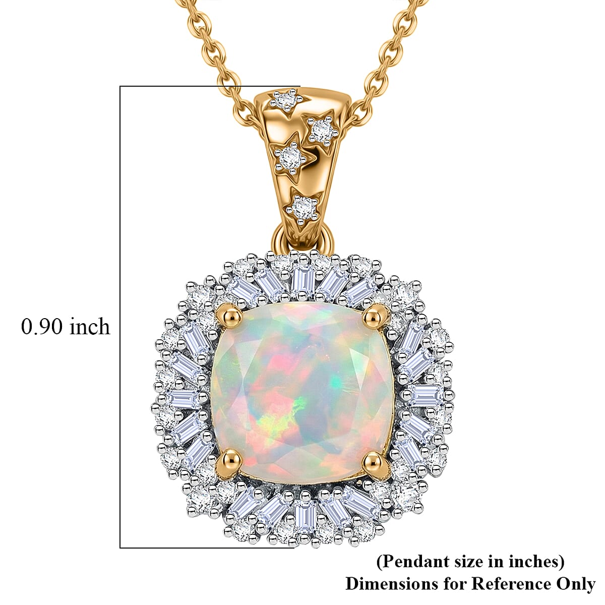 GP Premium Ethiopian Welo Opal and Diamond 2.30 ctw Pendant Necklace in 18K Vermeil Yellow Gold Over Sterling Silver 20 Inches image number 6