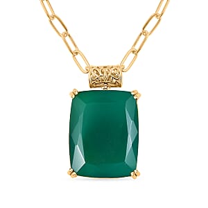 EverTrue Verde Onyx 52.25 ctw Pendant in 18K YG Plated with ION Plated YG Stainless Steel Necklace 20 Inches