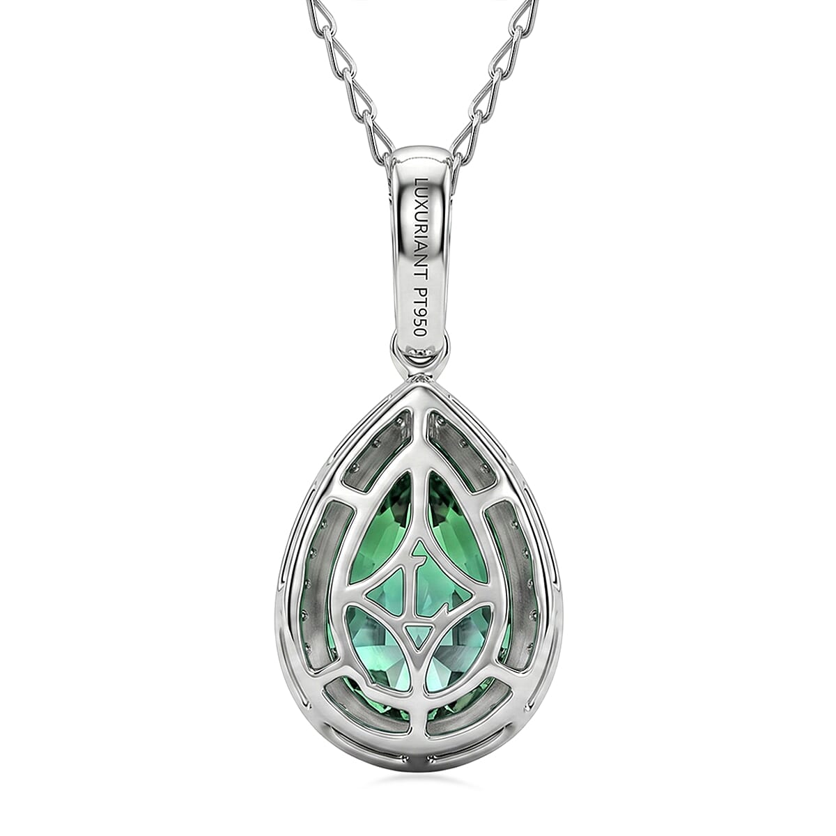 Luxuriant Lab Grown Green Diamond IR and Lab Grown Diamond VS 2.75 ctw Green Aurora Drop Pendant Necklace in 950 Platinum 20 Inches 4.70 Grams