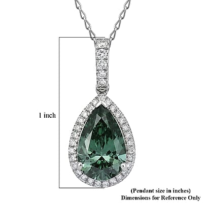 Luxuriant Lab Grown Green Diamond IR and Lab Grown Diamond VS 2.75 ctw Green Aurora Drop Pendant Necklace in 950 Platinum 20 Inches 4.70 Grams