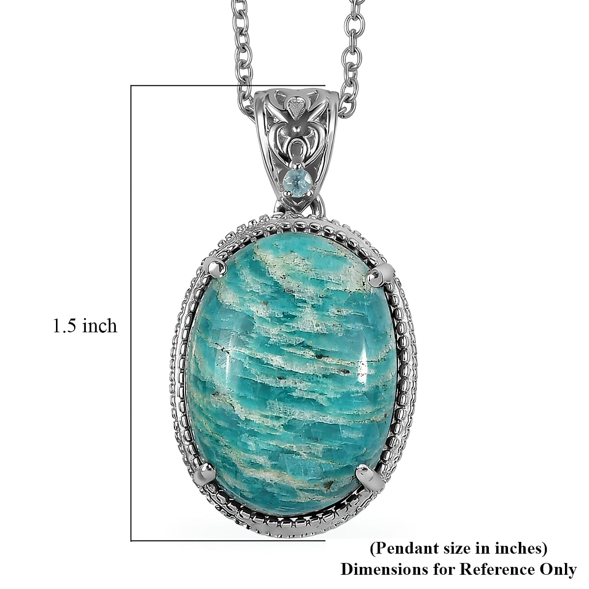 EverTrue Amazonite and Apatite 16.00 ctw Pendant Necklace in Stainless Steel 20 Inches