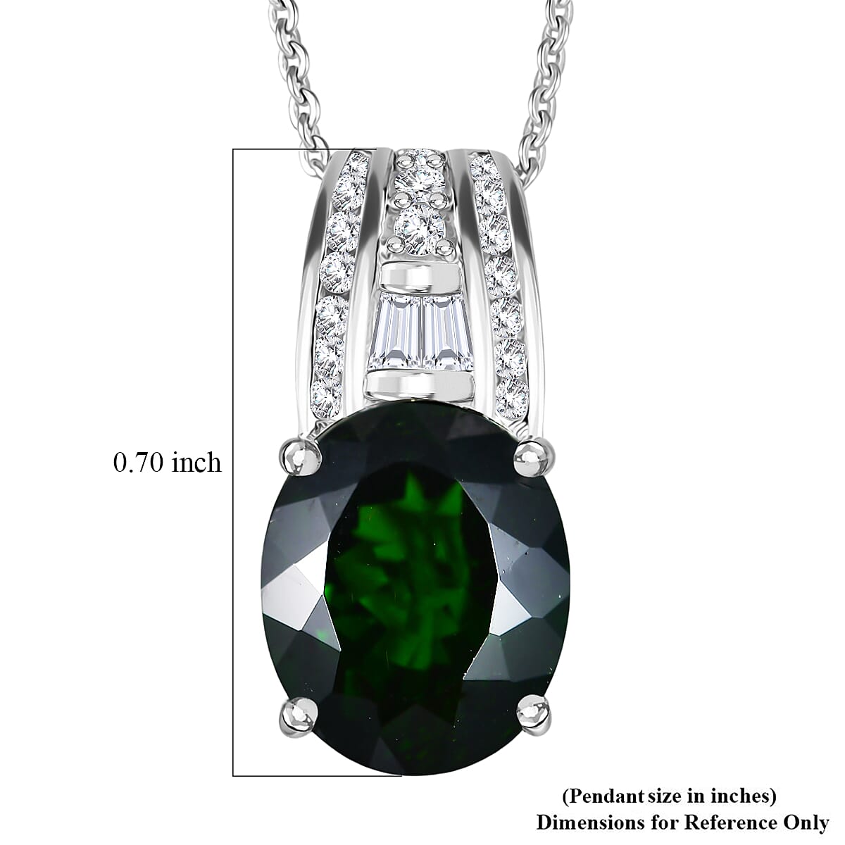 D'Joy Chrome Diopside and Moissanite 4.25 ctw Evergreen Glow Pendant Necklace in Rhodium Over Sterling Silver 20 Inches image number 5