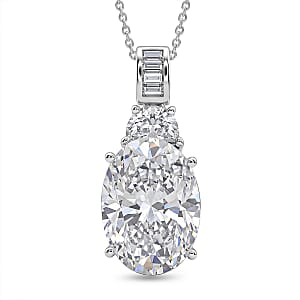 D'Joy Moissanite 14.60 ctw Signature Pendant Necklace in Rhodium Over Sterling Silver 20 Inches
