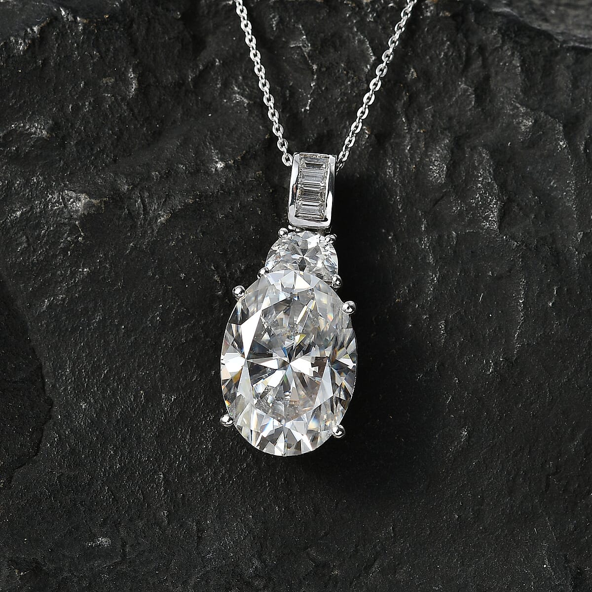 D'Joy Moissanite 14.60 ctw Signature Pendant Necklace in Rhodium Over Sterling Silver 20 Inches image number 1
