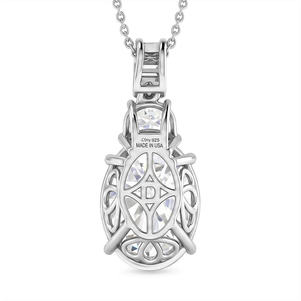 D'Joy Moissanite 14.60 ctw Signature Pendant Necklace in Rhodium Over Sterling Silver 20 Inches image number 4