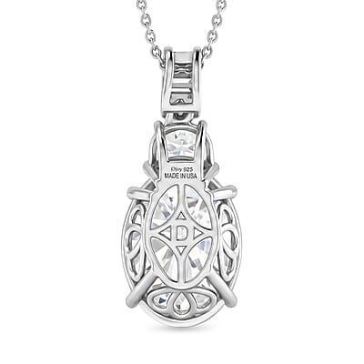 D'Joy Moissanite 14.60 ctw Signature Pendant Necklace in Rhodium Over Sterling Silver 20 Inches