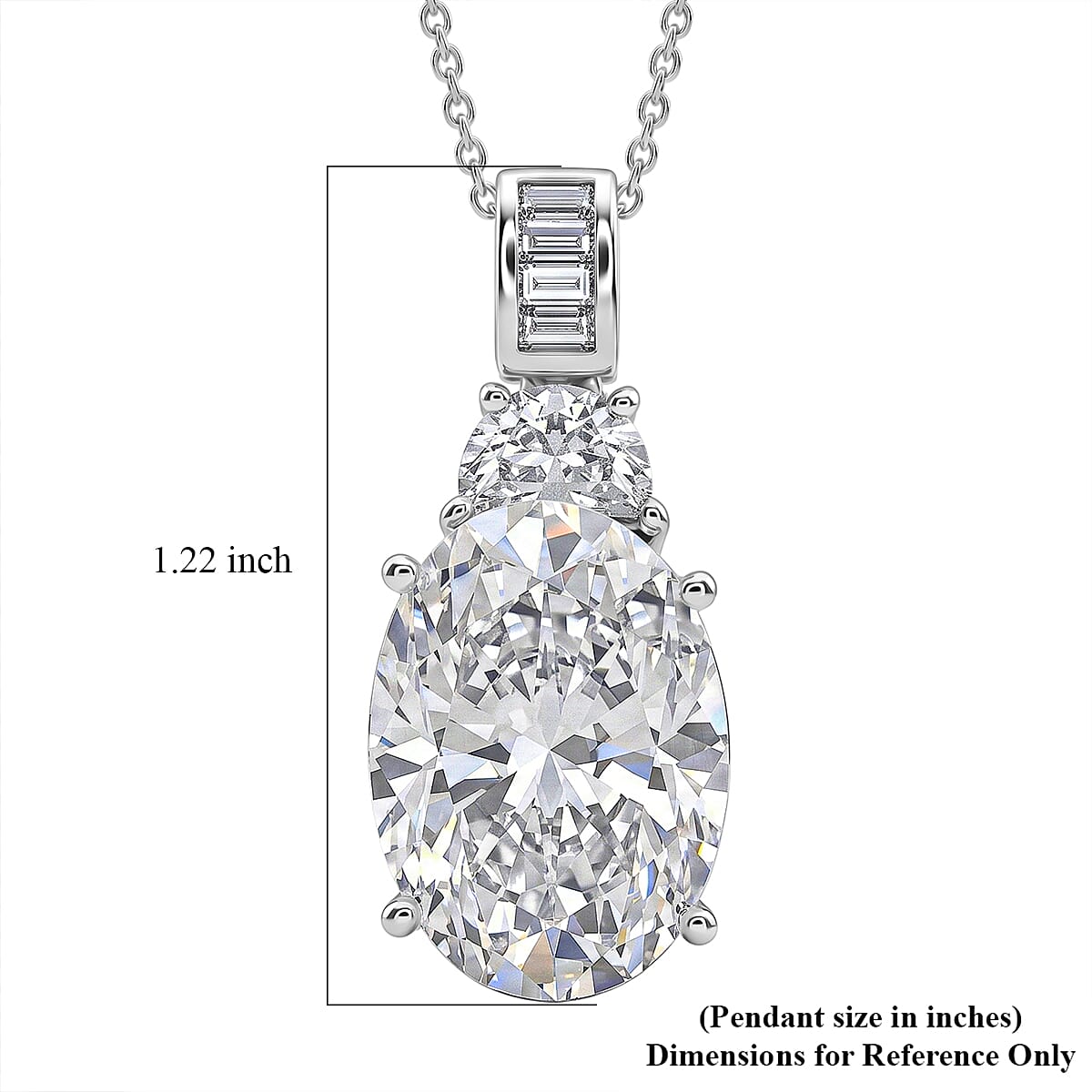 D'Joy Moissanite 14.60 ctw Signature Pendant Necklace in Rhodium Over Sterling Silver 20 Inches