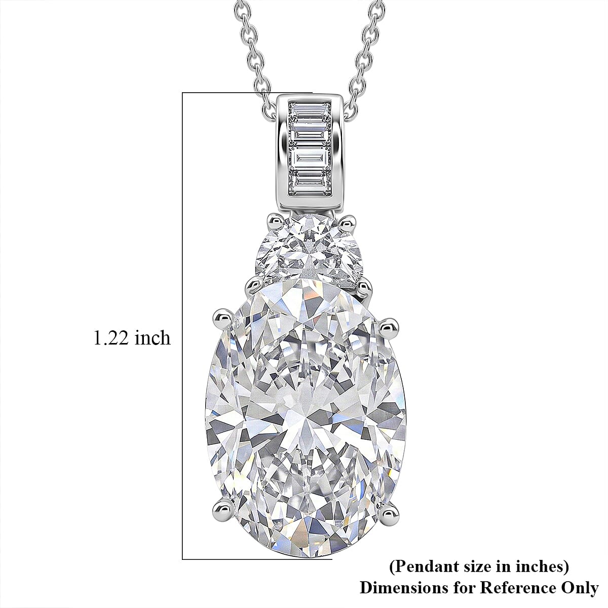 D'Joy Moissanite 14.60 ctw Signature Pendant Necklace in Rhodium Over Sterling Silver 20 Inches image number 6