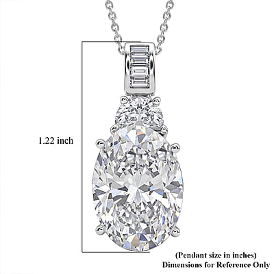 D'Joy Moissanite 14.60 ctw Signature Pendant Necklace in Rhodium Over Sterling Silver 20 Inches