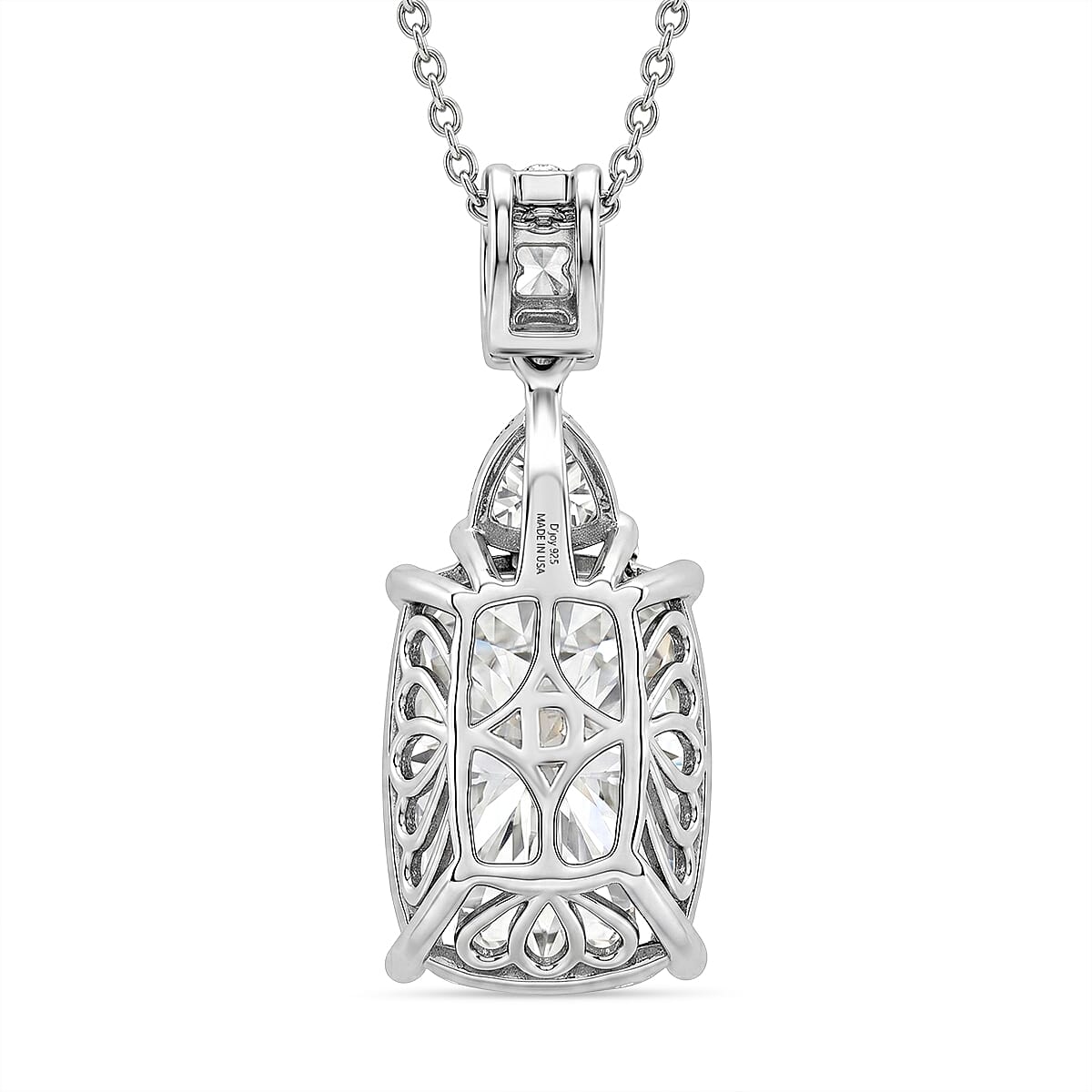 D'Joy Moissanite 14.80 ctw Signature Pendant Necklace in Rhodium Over Sterling Silver 20 Inches image number 4