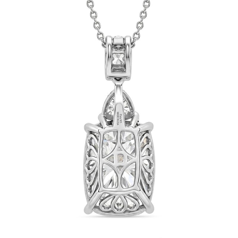 D'Joy Moissanite 14.80 ctw Signature Pendant Necklace in Rhodium Over Sterling Silver 20 Inches