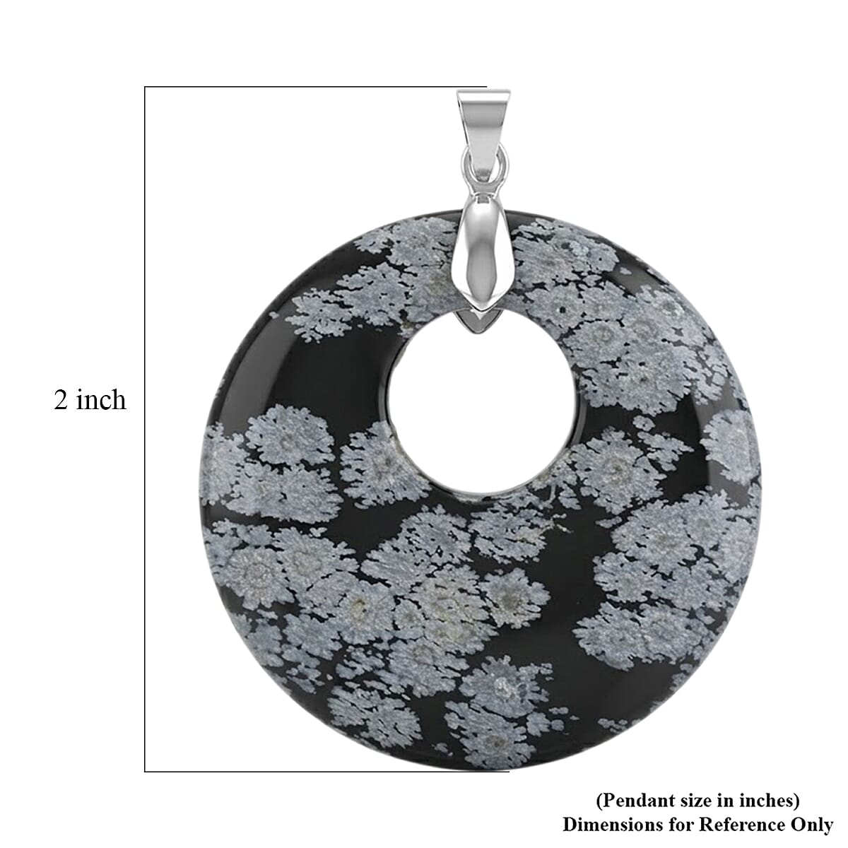 Snow Flake Jasper 50.20 ctw Donut Pendant in Silvertone with Stainless Steel Necklace (20 Inches)