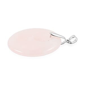 Galilea Rose Quartz 50.20 ctw Donut Pendant in Silvertone with Stainless Steel Necklace (20 Inches)
