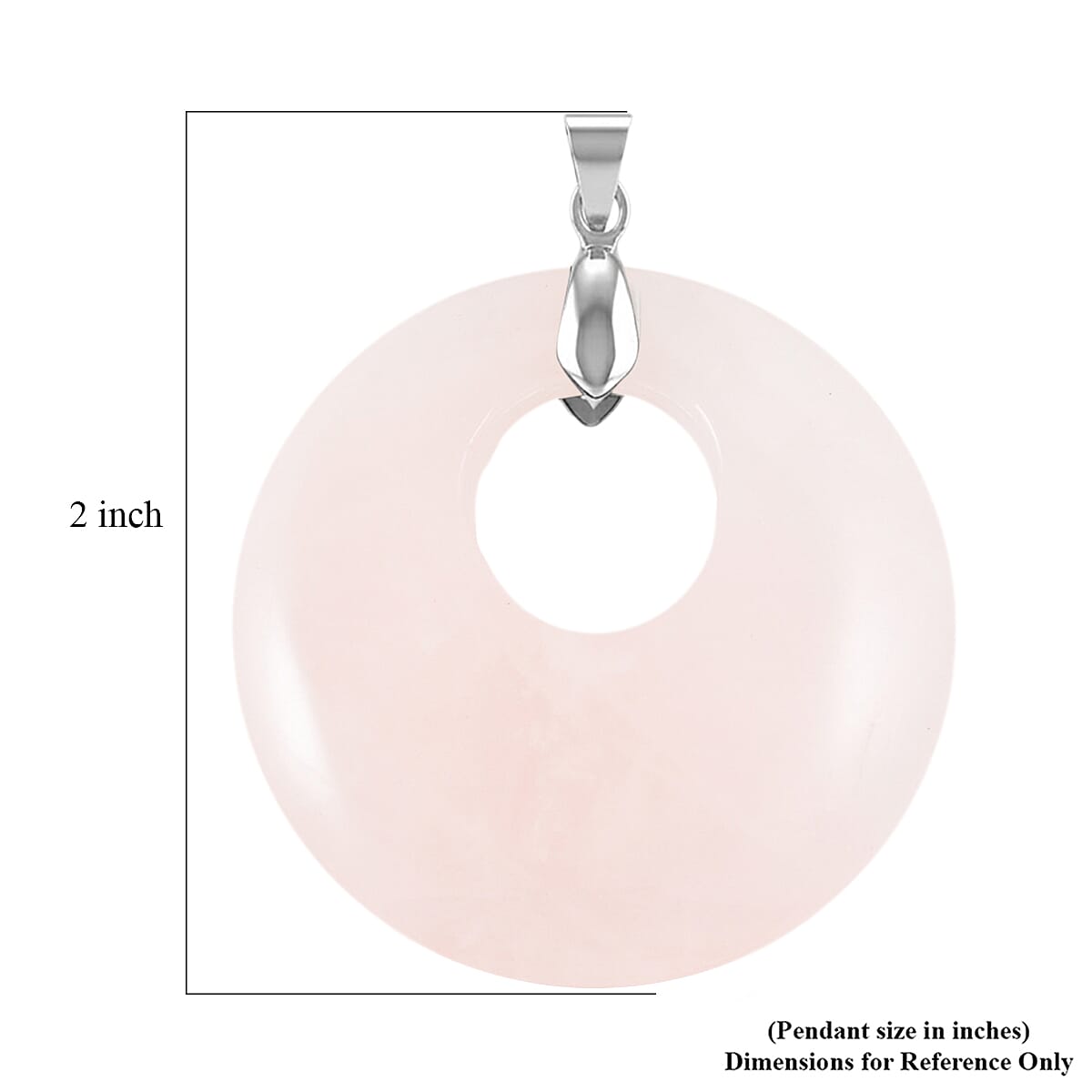Galilea Rose Quartz 50.20 ctw Donut Pendant in Silvertone with Stainless Steel Necklace (20 Inches) image number 4