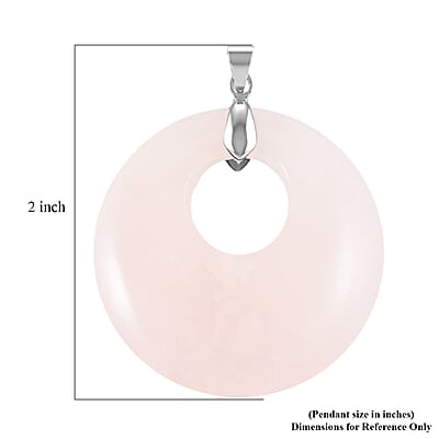 Galilea Rose Quartz 50.20 ctw Donut Pendant in Silvertone with Stainless Steel Necklace (20 Inches)