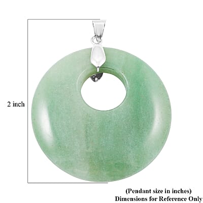 Green Aventurine 52.35 ctw Donut Pendant in Silvertone with Stainless Steel Necklace (20 Inches)