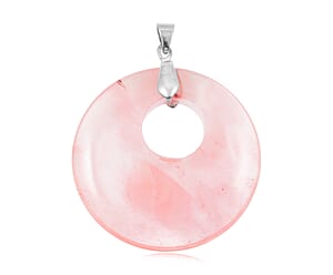 Cherry Quartz 52.35 ctw Donut Pendant in Silvertone with Stainless Steel Necklace (20 Inches)