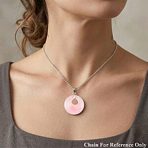 Cherry Quartz 52.35 ctw Donut Pendant in Silvertone with Stainless Steel Necklace (20 Inches)