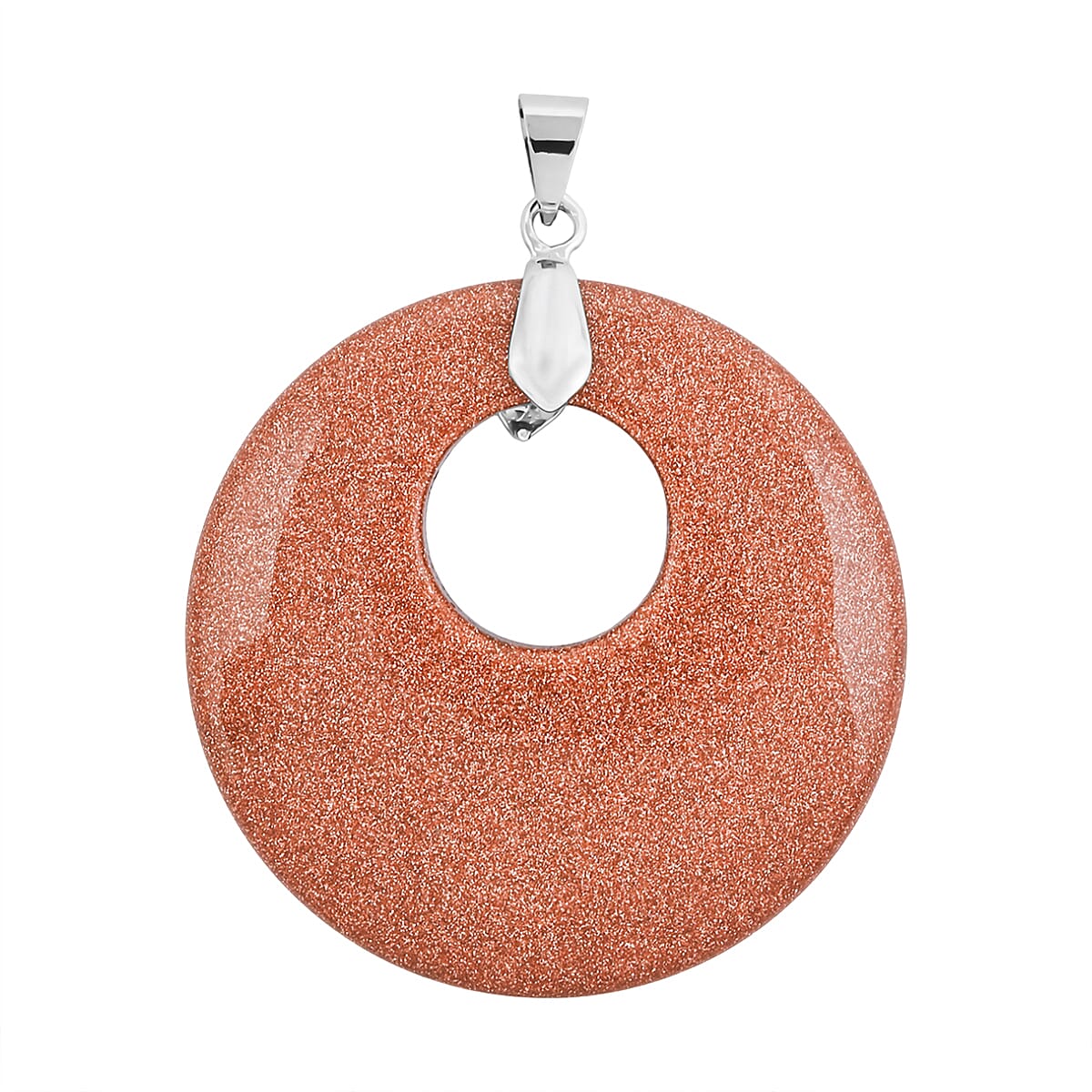 Goldstone 52.35 ctw Donut Pendant in Silvertone with Stainless Steel Necklace (20 Inches)