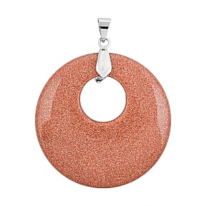 Goldstone 52.35 ctw Donut Pendant in Silvertone with Stainless Steel Necklace (20 Inches)