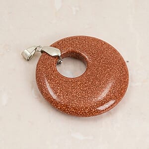 Goldstone 52.35 ctw Donut Pendant in Silvertone with Stainless Steel Necklace (20 Inches)
