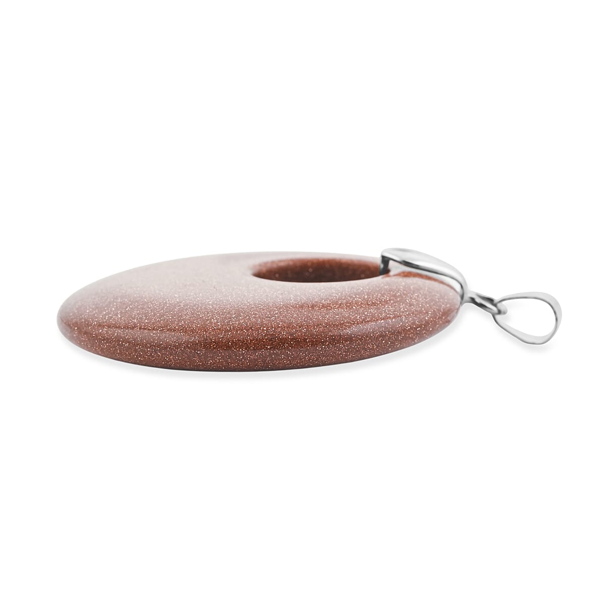 Goldstone 52.35 ctw Donut Pendant in Silvertone with Stainless Steel Necklace (20 Inches) image number 3