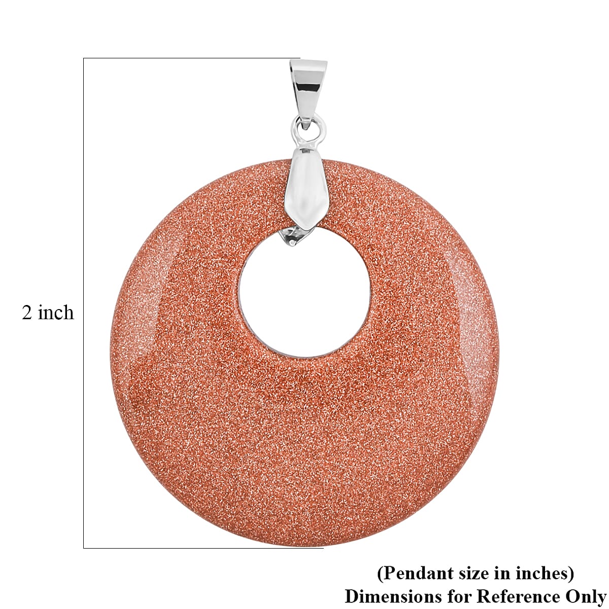 Goldstone 52.35 ctw Donut Pendant in Silvertone with Stainless Steel Necklace (20 Inches)
