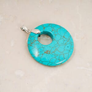 Howlite 52.35 ctw Donut Pendant in Silvertone with Stainless Steel Necklace (20 Inches)