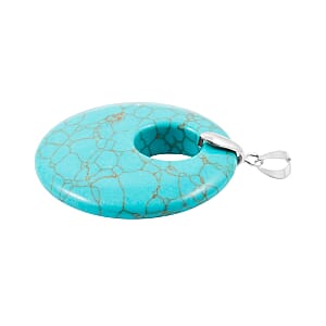 Howlite 52.35 ctw Donut Pendant in Silvertone with Stainless Steel Necklace (20 Inches)