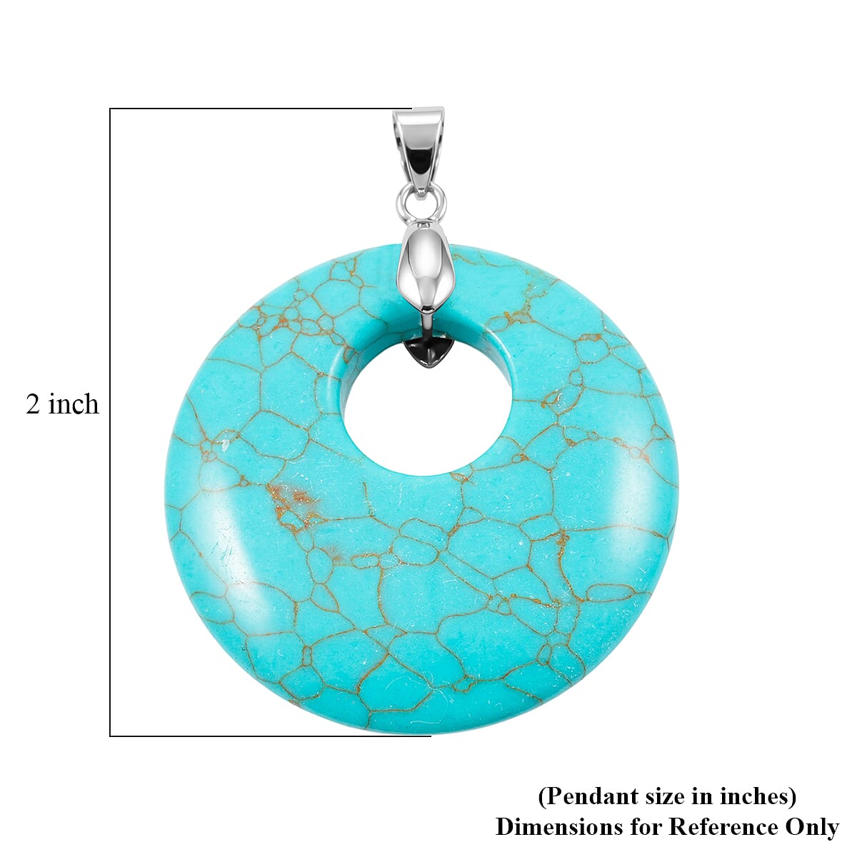Howlite 52.35 ctw Donut Pendant in Silvertone with Stainless Steel Necklace (20 Inches) image number 4