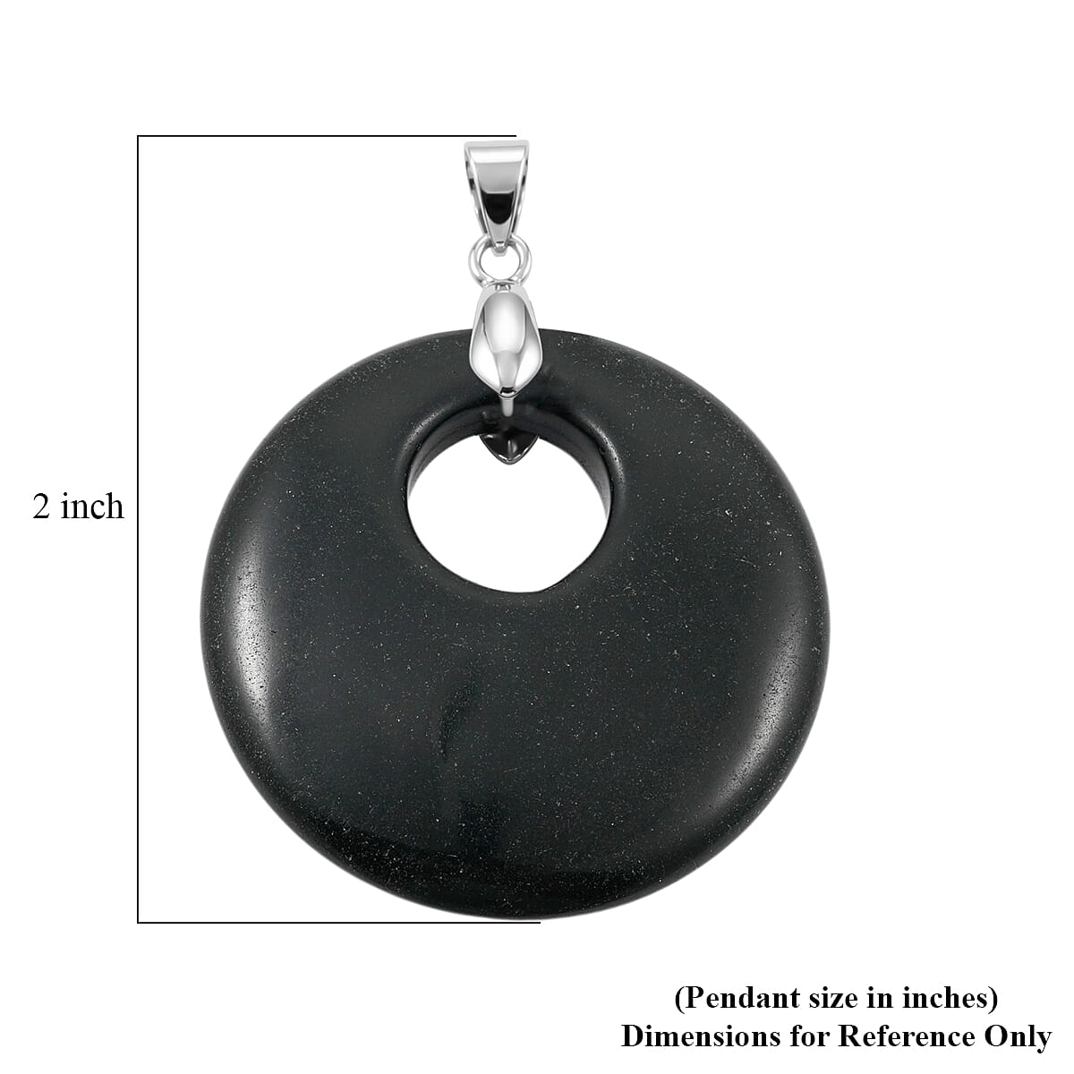 Black Obsidian 52.35 ctw Donut Pendant in Silvertone with Stainless Steel Necklace (20 Inches)
