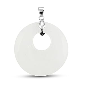 Clear Quartz 52.35 ctw Donut Pendant in Silvertone with Stainless Steel Necklace (20 Inches)