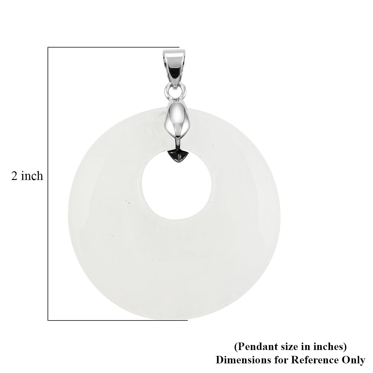 Clear Quartz 52.35 ctw Donut Pendant in Silvertone with Stainless Steel Necklace (20 Inches) image number 4
