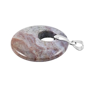 Indian Agate 52.35 ctw Donut Pendant in Silvertone with Stainless Steel Necklace (20 Inches)