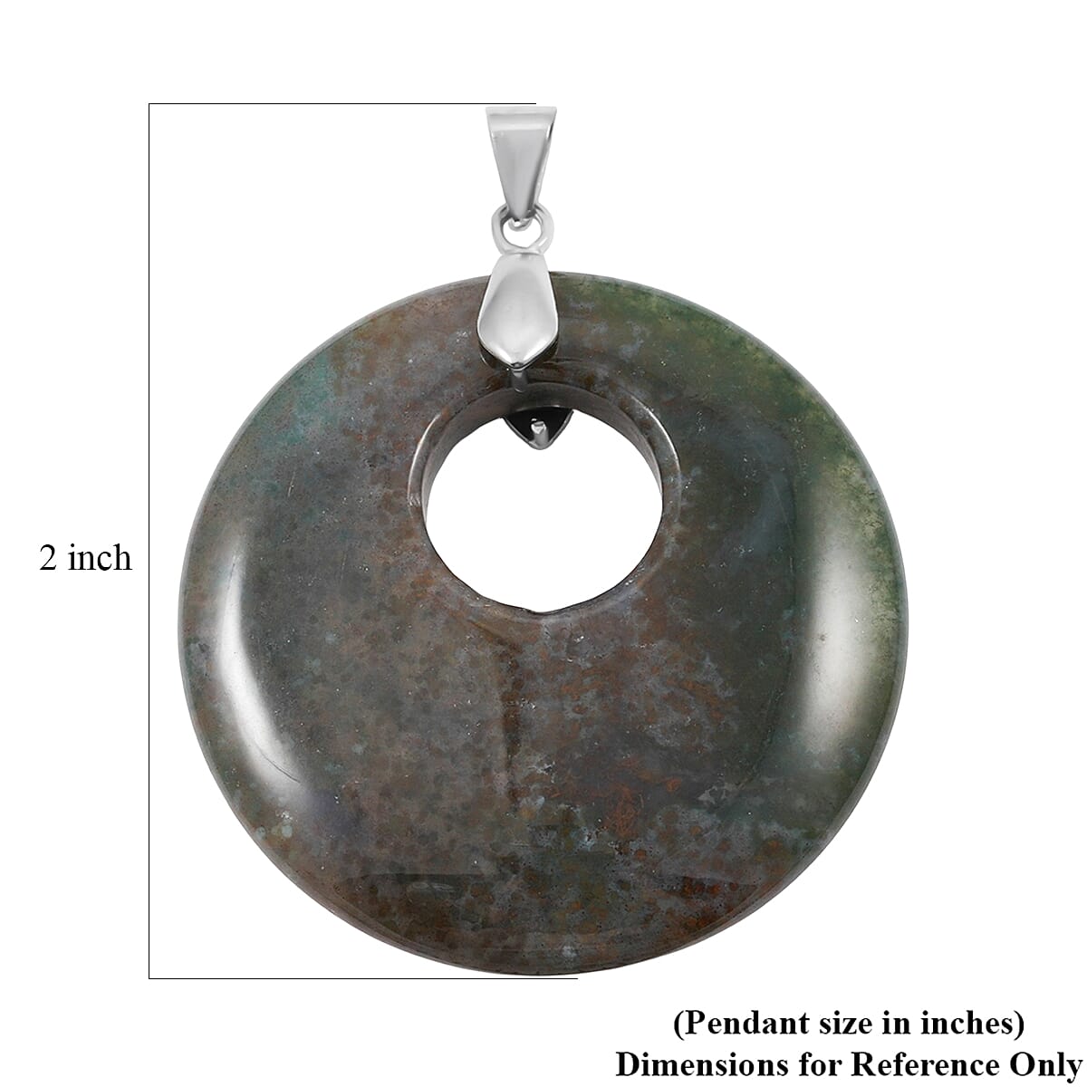 Fossil Coral Jasper 52.35 ctw Donut Pendant in Silvertone with Stainless Steel Necklace (20 Inches) image number 4