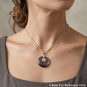 Carnelian Agate 52.35 ctw Donut Pendant in Silvertone with Stainless Steel Necklace (20 Inches)