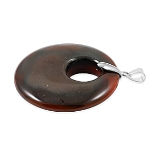 Carnelian Agate 52.35 ctw Donut Pendant in Silvertone with Stainless Steel Necklace (20 Inches)