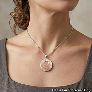 Picture Jasper 52.35 ctw Donut Pendant in Silvertone with Stainless Steel Necklace (20 Inches)