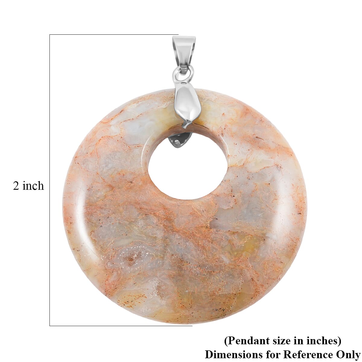 Picture Jasper 52.35 ctw Donut Pendant in Silvertone with Stainless Steel Necklace (20 Inches) image number 4