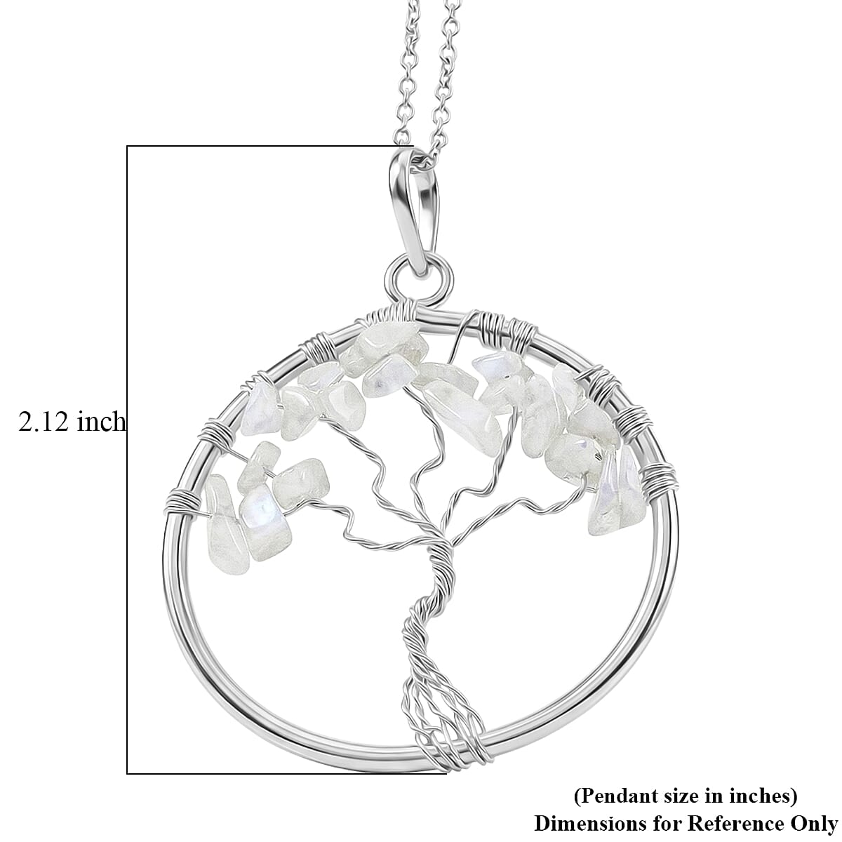 Howlite 5.25 ctw Tree of Life Pendant in Silvertone with Stainless Steel Necklace (20 Inches)