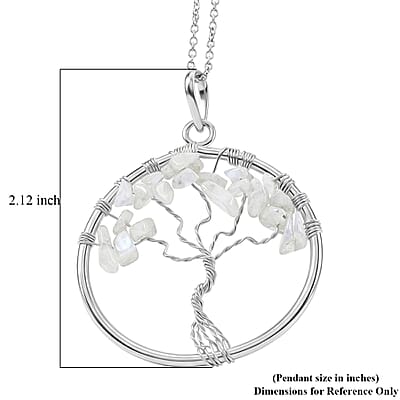 Howlite 5.25 ctw Tree of Life Pendant in Silvertone with Stainless Steel Necklace (20 Inches)