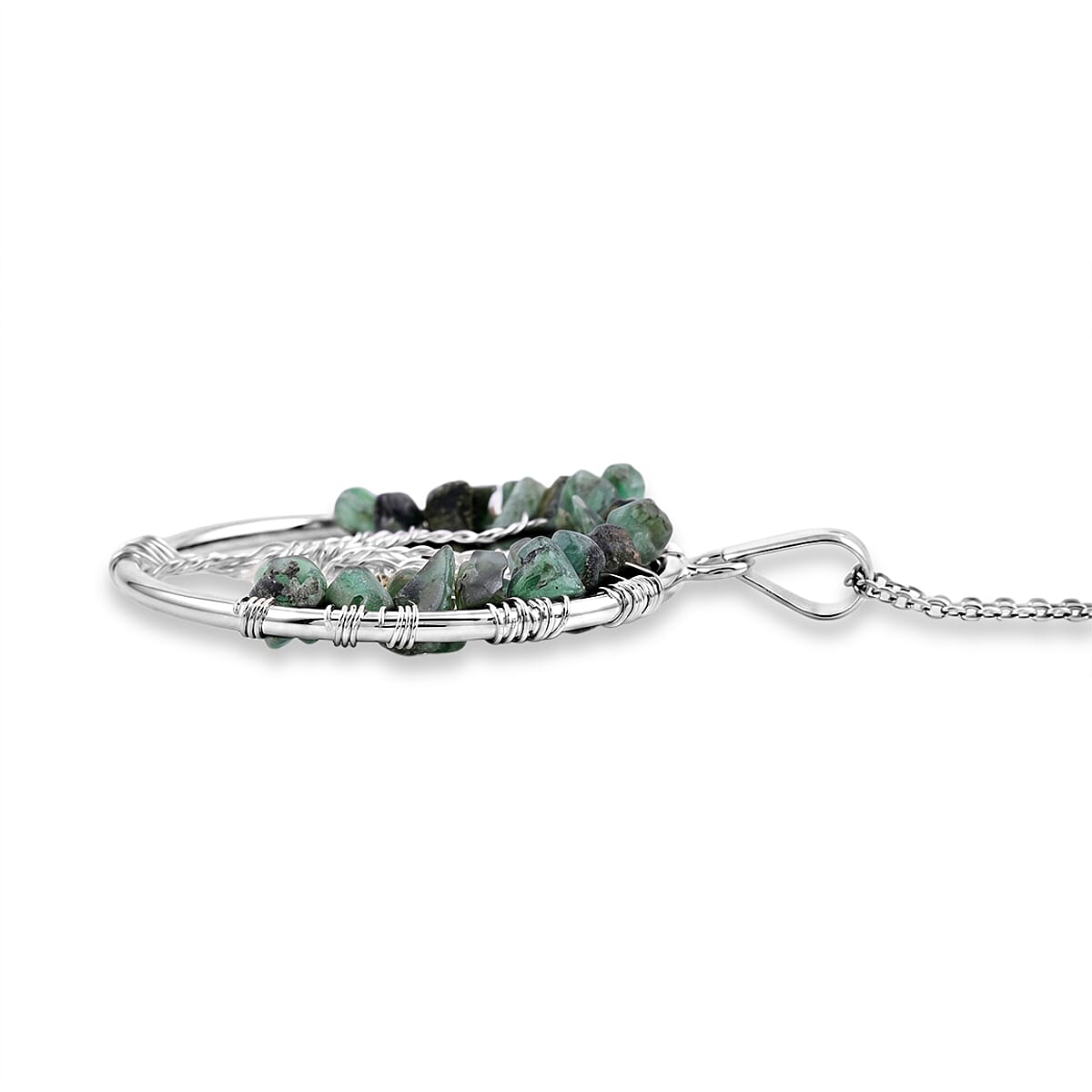 Fluorite 5.25 ctw Tree of Life Pendant in Silvertone with Stainless Steel Necklace (20 Inches)