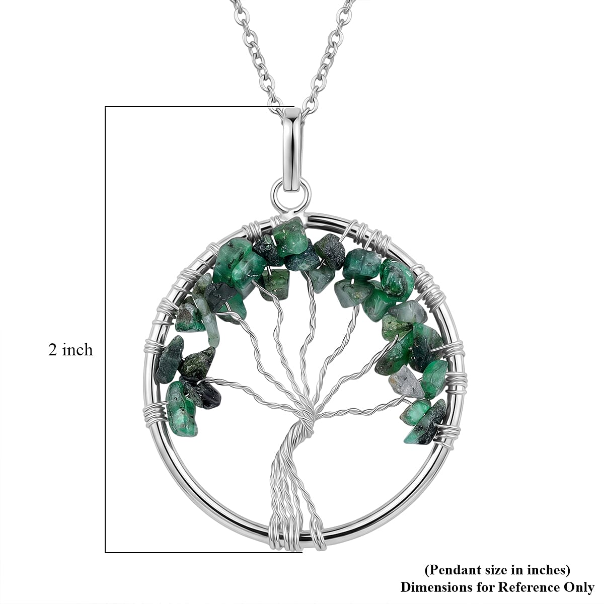 Fluorite 5.25 ctw Tree of Life Pendant in Silvertone with Stainless Steel Necklace (20 Inches)