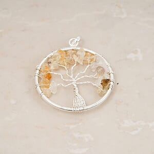 Brazilian Citrine 5.25 ctw Tree of Life Pendant in Silvertone with Stainless Steel Necklace (20 Inches)