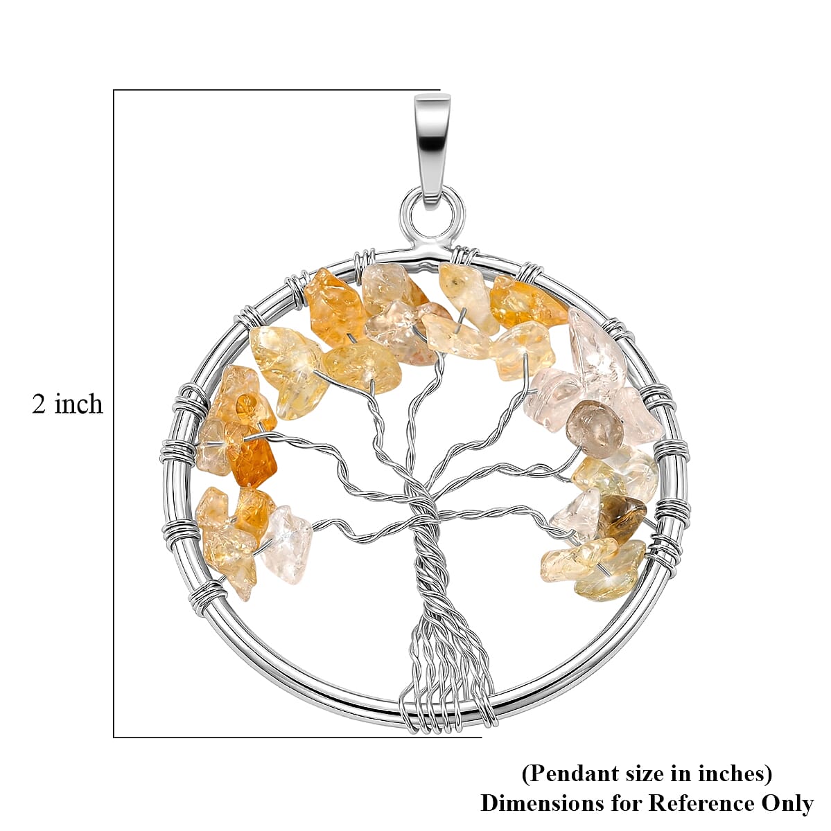 Brazilian Citrine 5.25 ctw Tree of Life Pendant in Silvertone with Stainless Steel Necklace (20 Inches) image number 4