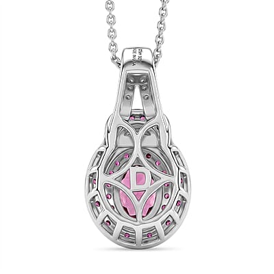 D'Joy Premium Narsipatnam Pink Spinel and Multi Gemstone 1.65 ctw Pendant Necklace in Rhodium Over Sterling Silver 20 Inches