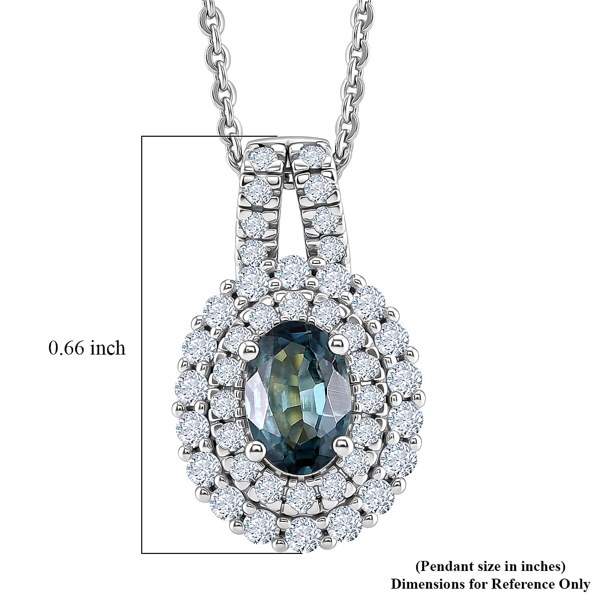 D'Joy Monte Belo Indicolite and Moissanite 1.50 ctw Sea Crown Pendant Necklace in Rhodium Over Sterling Silver 20 Inches image number 5