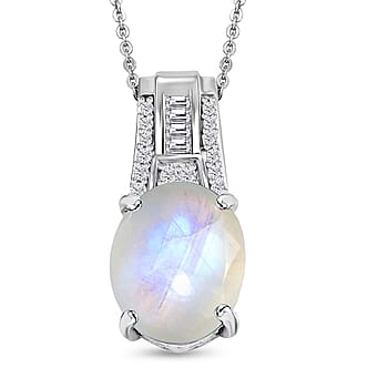 Rainbow Moonstone / Rhodium Over Sterling Silver - Product card gallery slide 1 (10176741605689)